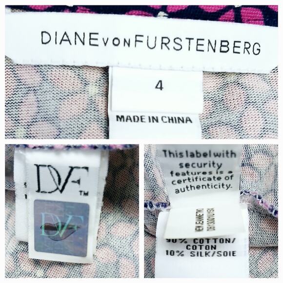 Diane Von Furstenberg SZ 4 New Jeanne Two Wrap Dress Floral Check Tiny Rose $398 - Picture 7 of 7